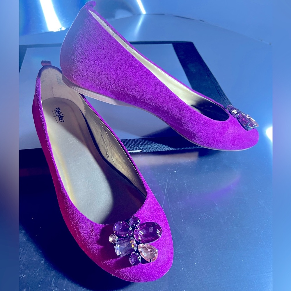 Fuschia Suede Jeweled Mossimo Baller Flats, size 8&1/2